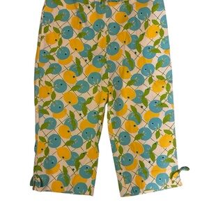 Lilly Pulitzer Vintage Citrus Print Crop Pants - Yellow, Blue & Green